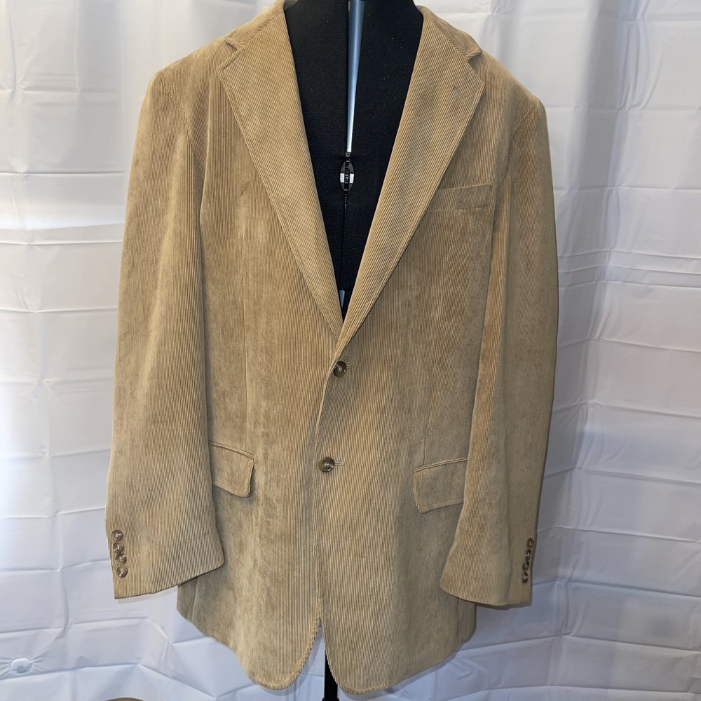 Vintage LaCrosse Men's‎ Tan Corduroy Blazer Khaki 2 Pocket Sport Coat Jacket